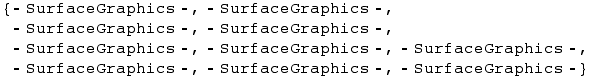 {⁃SurfaceGraphics⁃, ⁃SurfaceGraphics⁃, ⁃SurfaceGraphics⁃,  ... 259;, ⁃SurfaceGraphics⁃, ⁃SurfaceGraphics⁃, ⁃SurfaceGraphics⁃}