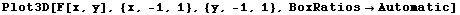 Plot3D[F[x, y], {x, -1, 1}, {y, -1, 1}, BoxRatiosAutomatic]